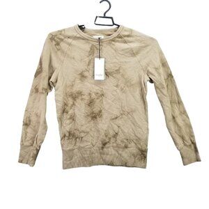 Womens Goodfellow Tan Tie Dye Pullover Sweatshirt Crew Neck Cotton Blend S